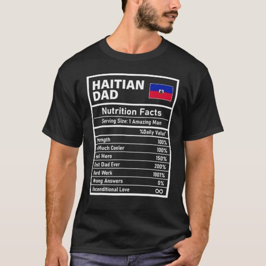 Mens Haitianischer Vater Ernährung Fakten Vatertag T-Shirt (Vorderseite)