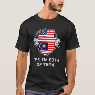 Mens Half American Half Malaysian USA Malaysia Fla T-Shirt