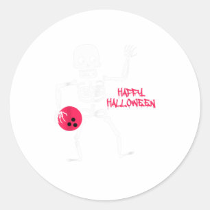 Mens Halloween Bowling Beängstigend Skeleton Ghost Runder Aufkleber