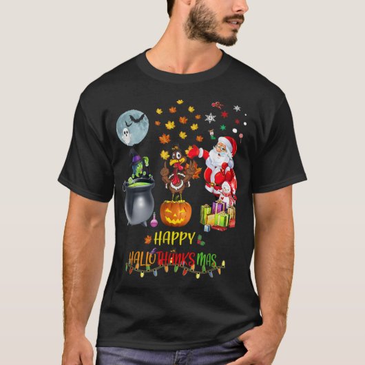 Mens Happy Hallothanksmas Funny Hallowee T-Shirt (Vorderseite)