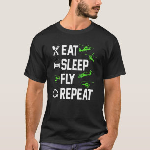 Mens Heli Pilot Hubschrauber fliegen schlafend Fli T-Shirt