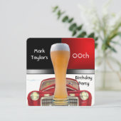 Mens hinzufügen Alter Geburtstagsparty Rote Bier A Einladung (Stehend Vorderseite)