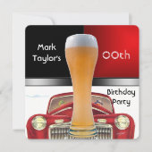 Mens hinzufügen Alter Geburtstagsparty Rote Bier A Einladung (Vorderseite)
