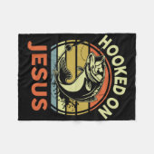 Mens Hooked On Jesus Christian Fishing-shirt Funny Fleecedecke (Vorderseite (Horizontal))