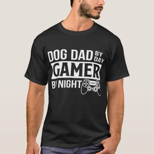 Mens Hund Vater by Vater Gamer by Night Funny Hund T-Shirt (Vorderseite)