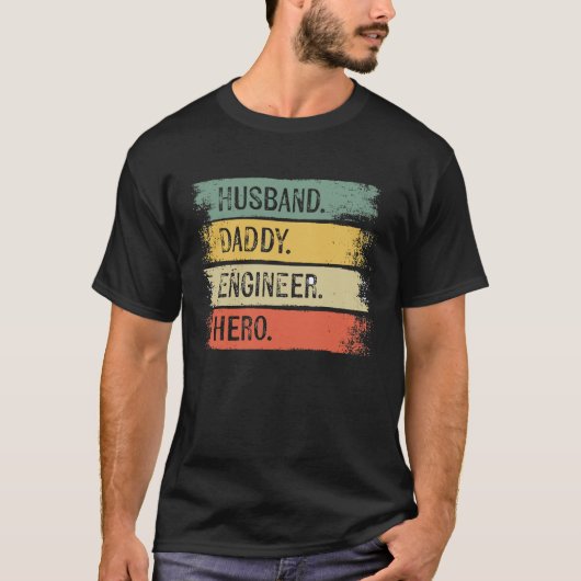 Mens Husband Daddy Engineer Hero Engineering Vater T-Shirt (Vorderseite)