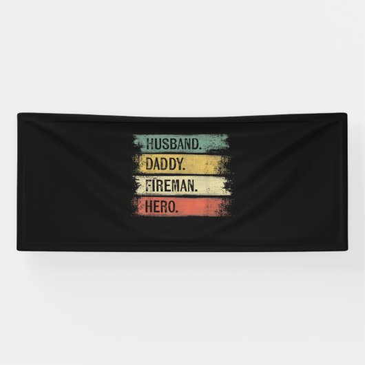 Mens Husband Daddy Fireman Hero Feuerwehrmann Banner (Horizontal)