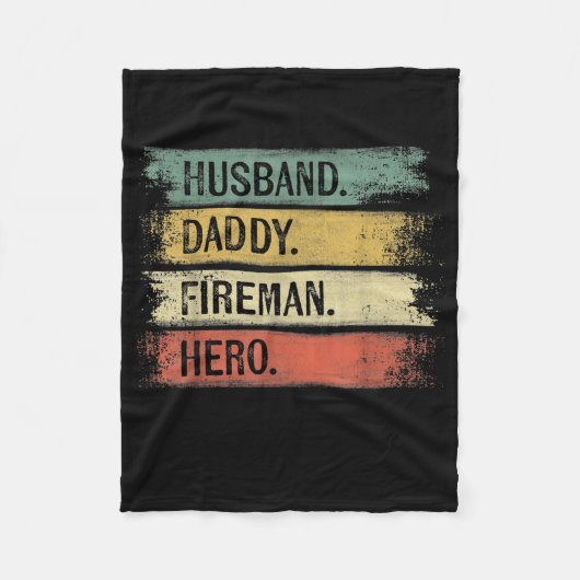 Mens Husband Daddy Fireman Hero Feuerwehrmann Fleecedecke (Vorderseite)