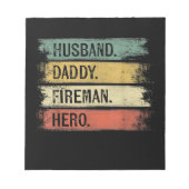 Mens Husband Daddy Fireman Hero Feuerwehrmann Notizblock (Vorderseite)