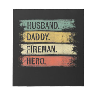 Mens Husband Daddy Fireman Hero Feuerwehrmann Notizblock