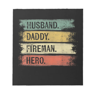 Mens Husband Daddy Fireman Hero Feuerwehrmann Notizblock