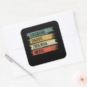 Mens Husband Daddy Fireman Hero Feuerwehrmann Quadratischer Aufkleber (Umschlag)