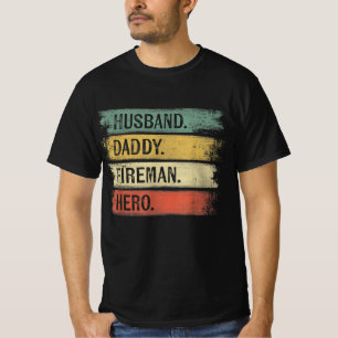Mens Husband Daddy Fireman Hero Feuerwehrmann T-Shirt