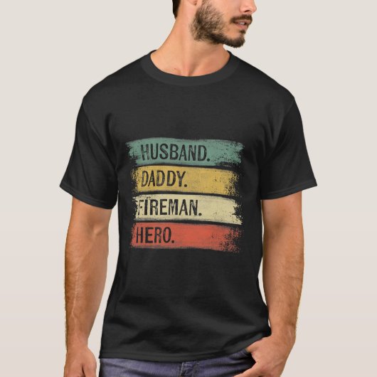 Mens Husband Daddy Fireman Hero Firefighter Shirt (Vorderseite)