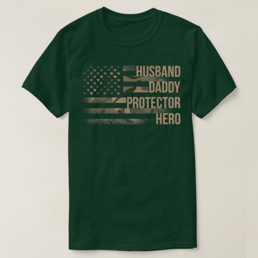 Mens Husband Daddy Protector Hero American Flag Fa T-Shirt (Design vorne)