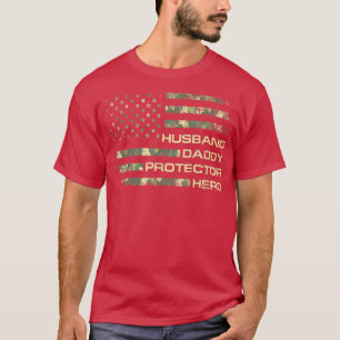 Mens Husband Daddy Protector Hero Fathers Day Camo T-Shirt