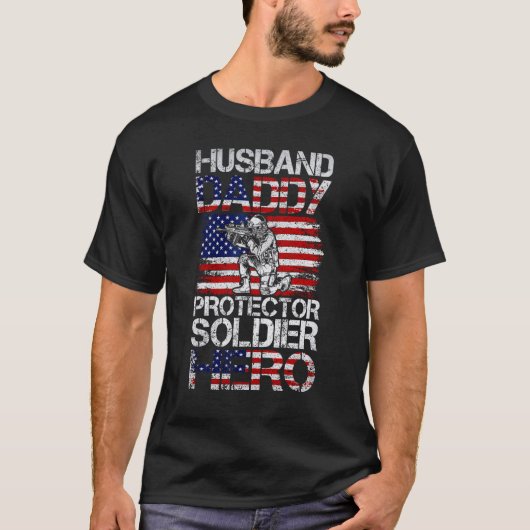Mens Husband Daddy Protector Soldier Hero T-Shirt (Vorderseite)