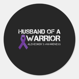 Mens Husband eines Kriegers Alzheimer's Awareness Runder Aufkleber