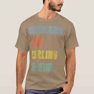 Mens Husband Vater Curling Legend Vintag Vaterscha T-Shirt