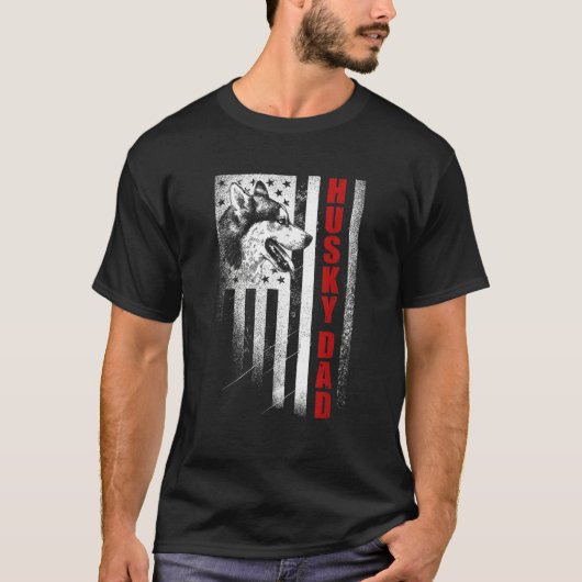 Mens Husky Siberian Husky Dad American Flag Dog T-Shirt (Vorderseite)