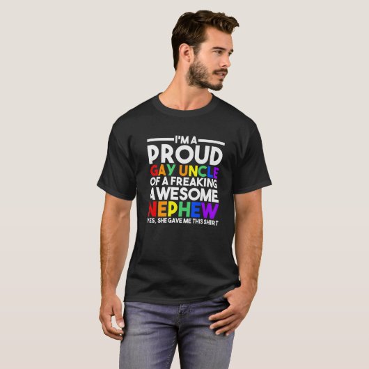Mens I bin ein stolzer Gay Oncle Gay Pride T-Shirt (Vorne ganz)