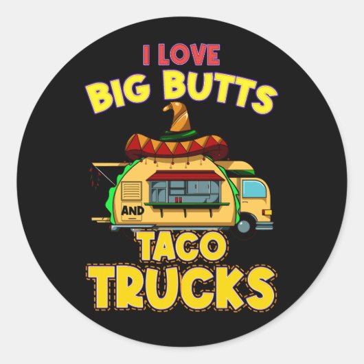 Mens I Liebe Große Hintern und Taco Trucks Sombrer Runder Aufkleber (Vorderseite)