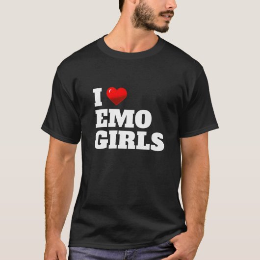 Mens I LIEBE HEART EMO MÄDCHEN Funny Valentine Her T-Shirt (Vorderseite)