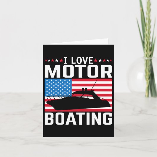 Mens I Liebe Motorbootmotor Motorbootfahren T-Shir Karte (Vorderseite)