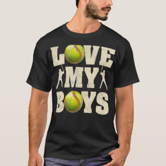 Mens I Liebe My Boys Softball Vatertag Software T-Shirt