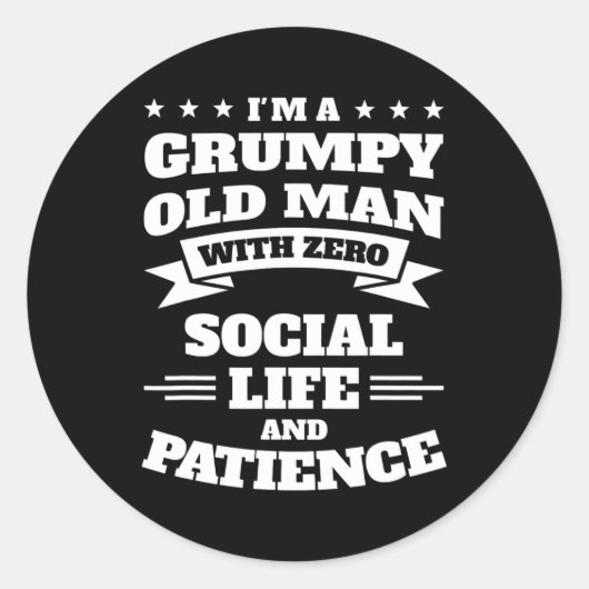 Mens Ich bin ein mürrischer alter Mann ohne sozial Runder Aufkleber (Vorderseite)