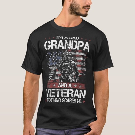 Mens Ich bin ein Vater Opa und eine Veteran-Nichts T-Shirt (Vorderseite)