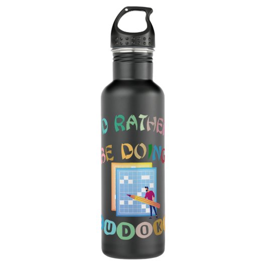 Mens Id macht lieber Sudoku-Puzzles Edelstahlflasche (Vorderseite)