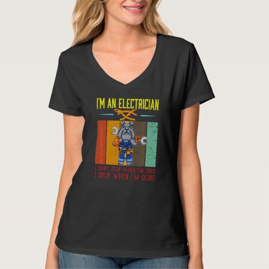 Mens I'm Electrician Stop When I'm Done Lineman Wi T-Shirt (Vorderseite)