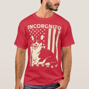 Mens Incorgnito American Flag Funny Corgi Geschenk T-Shirt