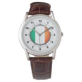 Men's Ireland Flag Classic Brown Leather Watch Armbanduhr