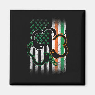 Mens Irish Handcuffs St Patricks Day Police Americ Magnet