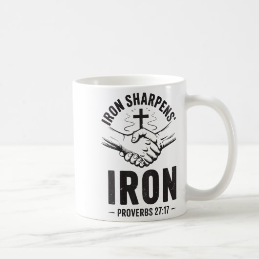 Men's Iron Sharpens Iron Proverbs 27 7 Christian G Kaffeetasse (Rechts)