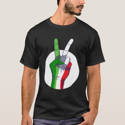 Mens Italian Flag peace sign  Victory Sign Nationa T-Shirt (Vorderseite)