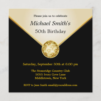 Mens Ivory Black Gold Elegant Einladung