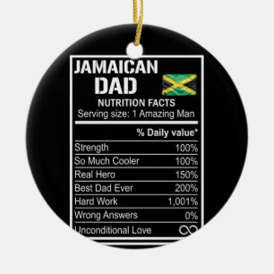 Mens Jamaican Vater Nutrition Facts Fathers Day He Keramik Ornament