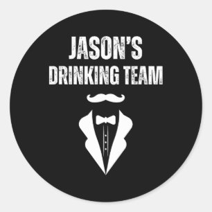 Mens Jason's Drinking Team - Funny Groom's Bachelo Runder Aufkleber