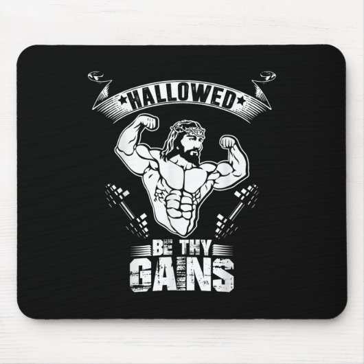 Mens Jesus Bodybuilding T Shirt - Funny Jesus Weig Mousepad (Vorne)