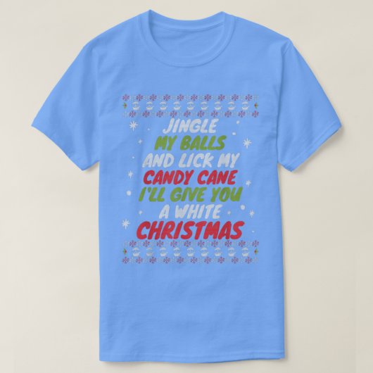 Mens Jingle My Balls lick my Candy Cane White Chri T-Shirt (Design vorne)