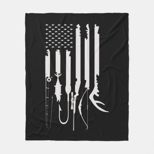 Mens Junting Fishing USA Flag American Themed Deko Fleecedecke (Vorderseite)