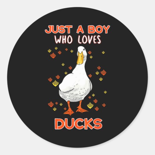 Mens Just A Boy Who Loves Ducks Funny Duck Lover Q Runder Aufkleber (Vorderseite)