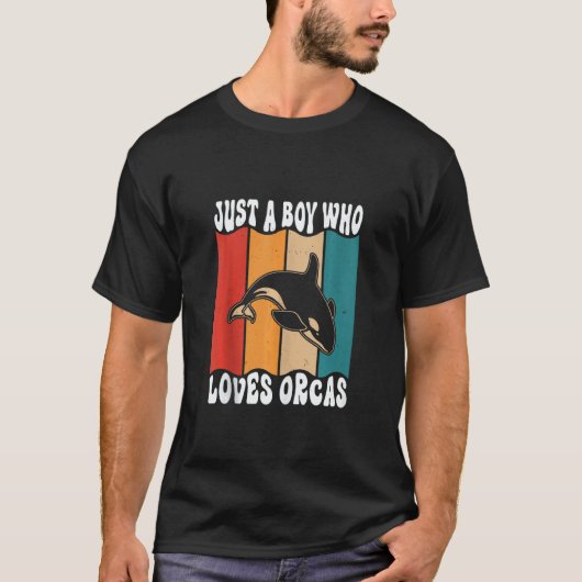 Mens Just A Boyl Who Loves Orcas Killer Whales Sea T-Shirt (Vorderseite)