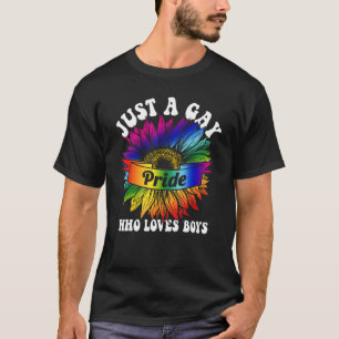 Mens just A GAY, DIE LIEBEN BOYS Rainbow LGBT Flag T-Shirt