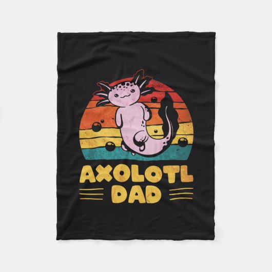 Mens Kawaii Axolotl Vater Retro Vintag Fleecedecke (Vorderseite)
