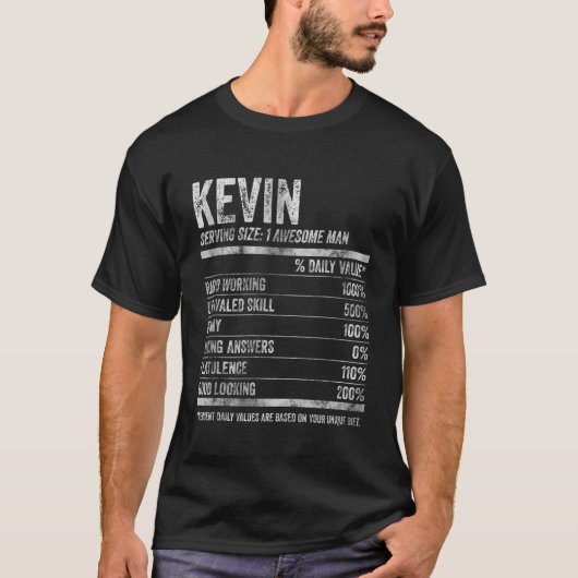 Mens Kevin Nutrition Personalisiert Name Shirt Fun (Vorderseite)