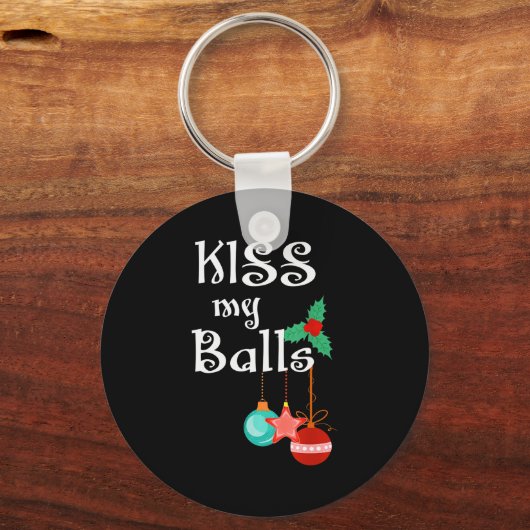 Mens Kiss My Xmas Funny Adult Humor Christmas Schlüsselanhänger (Vorderseite)